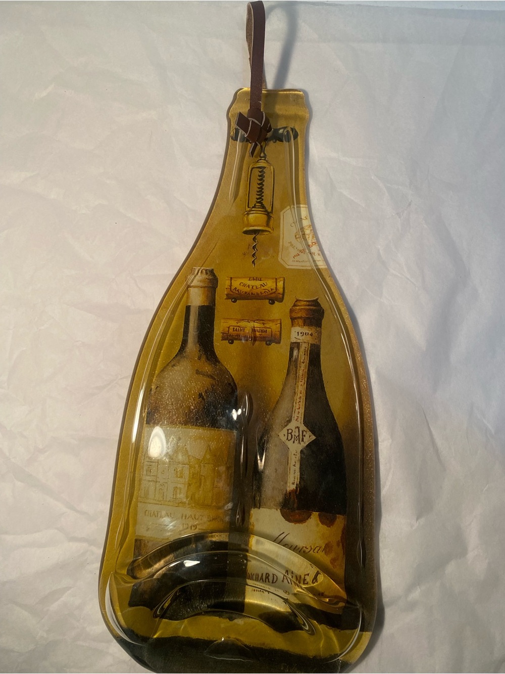 Amber Glass Wine Bottle Wall Hanging - Decorative Dining Accent